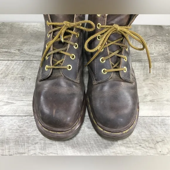 Vintage Dr. Martens 939 Ben Crazy Horse Brown Leather Combat Men Boots UK 8 US 9