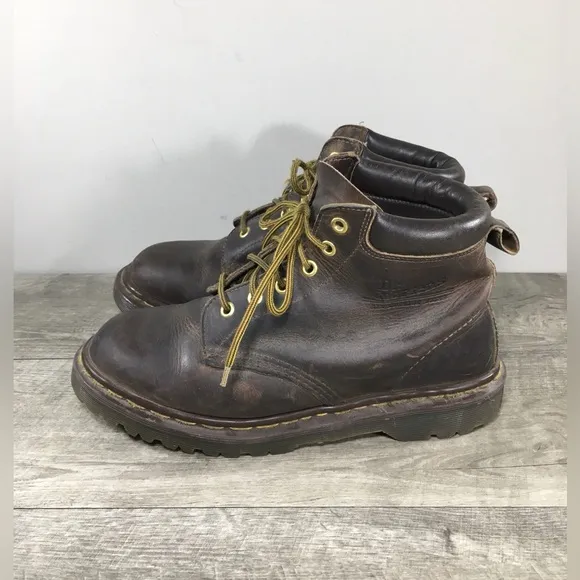 Vintage Dr. Martens 939 Ben Crazy Horse Brown Leather Combat Men Boots UK 8 US 9