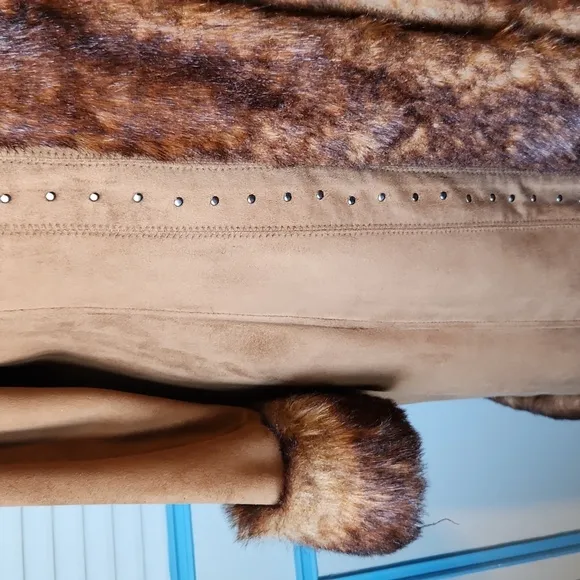 Vintage Dress Barn Faux Suede &amp; Fur Trim Coat