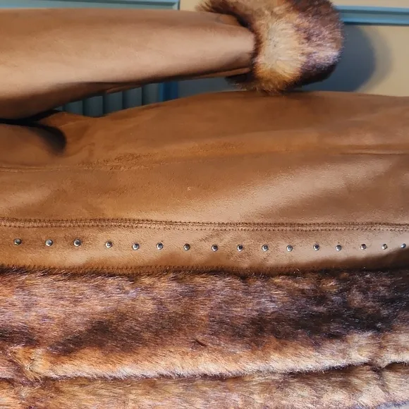 Vintage Dress Barn Faux Suede &amp; Fur Trim Coat