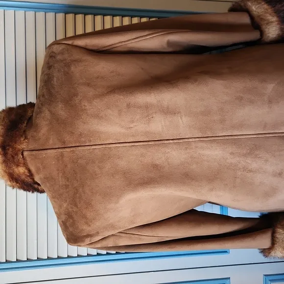 Vintage Dress Barn Faux Suede &amp; Fur Trim Coat