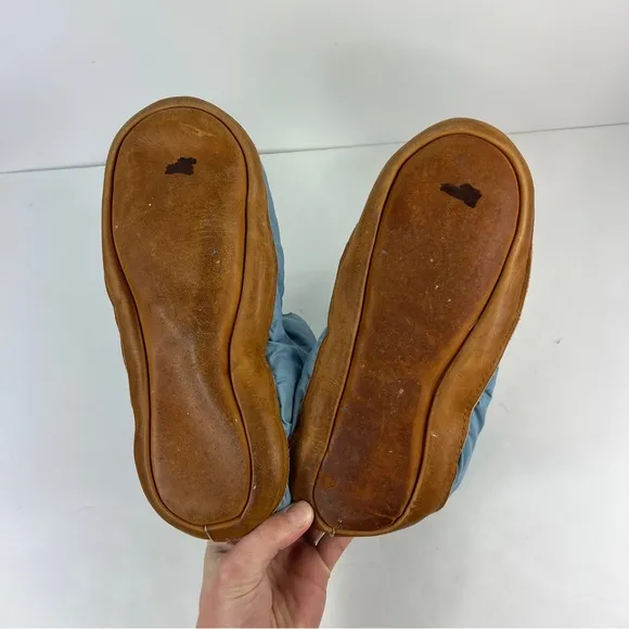 Vintage Eddie Bauer Blue Down Puffer Booties Camping Tent Slipper Boots Men Sz M