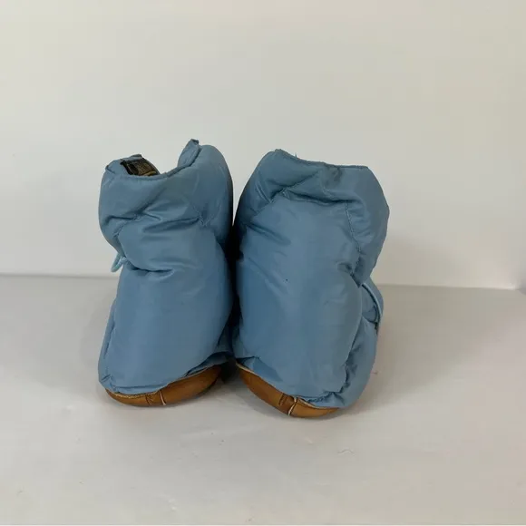 Vintage Eddie Bauer Blue Down Puffer Booties Camping Tent Slipper Boots Men Sz M