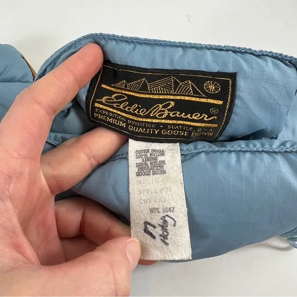 Vintage Eddie Bauer Blue Down Puffer Booties Camping Tent Slipper Boots Men Sz M