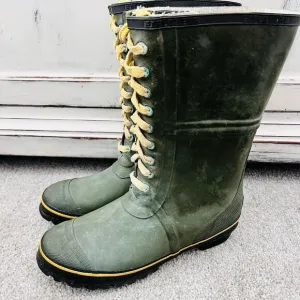 Vintage Explorers Green Rubber Handcrafted Steel Shank Insulated Boots Mens 8