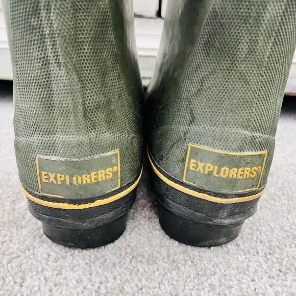 Vintage Explorers Green Rubber Handcrafted Steel Shank Insulated Boots Mens 8