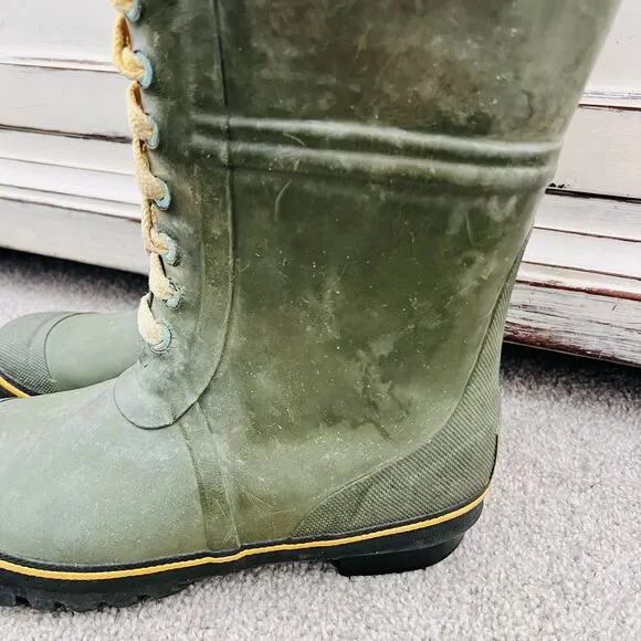 Vintage Explorers Green Rubber Handcrafted Steel Shank Insulated Boots Mens 8