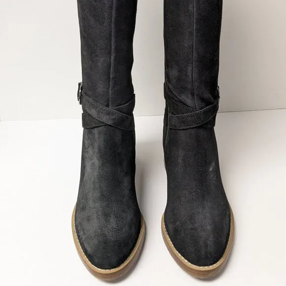Vintage Foundry Berenice Knee High Boots, Black Suede, Women's 8