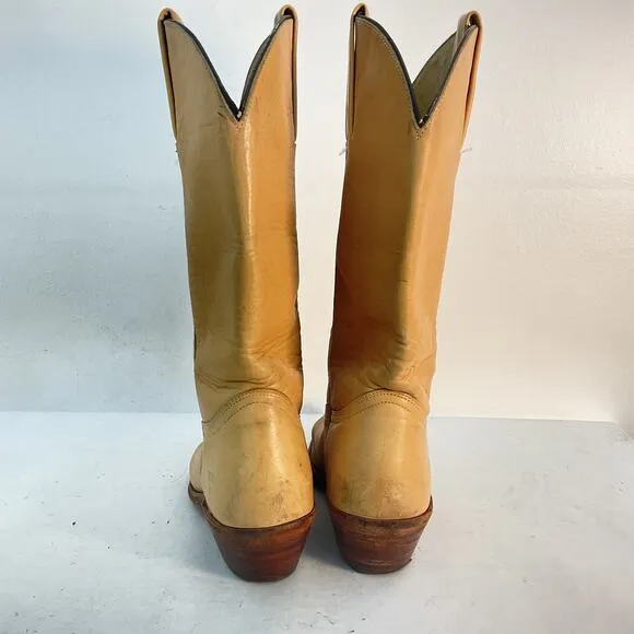 Vintage FRYE Men's Size 8 D Butter Yellow Leather Western Boots - Pre-Owned