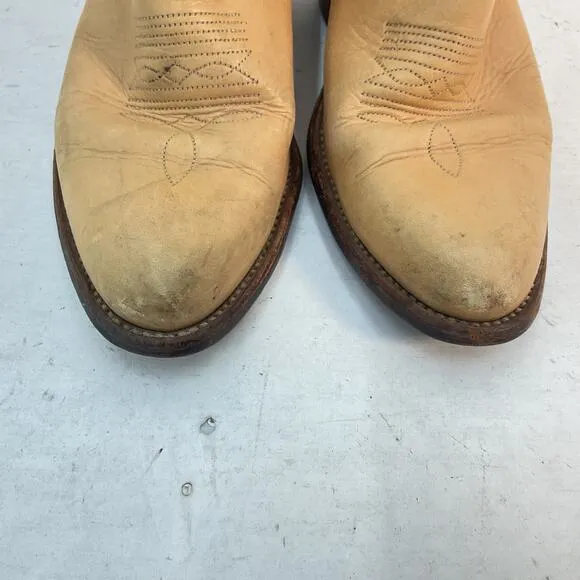 Vintage FRYE Men's Size 8 D Butter Yellow Leather Western Boots - Pre-Owned