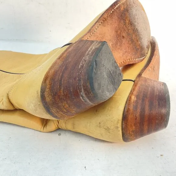 Vintage FRYE Men's Size 8 D Butter Yellow Leather Western Boots - Pre-Owned