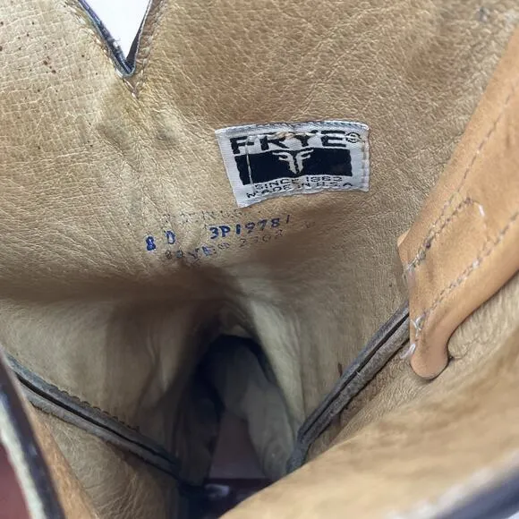 Vintage FRYE Men's Size 8 D Butter Yellow Leather Western Boots - Pre-Owned