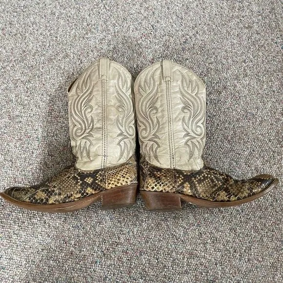 Vintage Genuine Snakeskin Leather Cowboy Western Boots