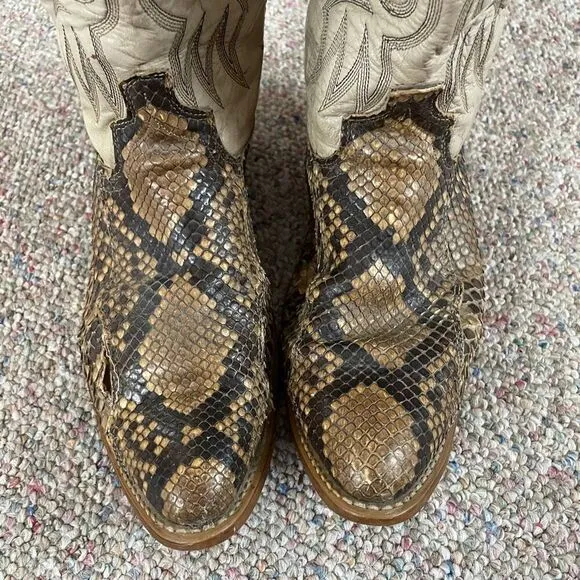Vintage Genuine Snakeskin Leather Cowboy Western Boots