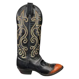 Vintage Hondo Women’s Black Brown Leather Cowgirl Boot Size US 6.5 B