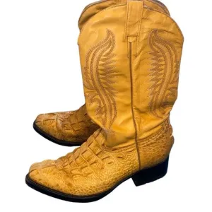 Vintage Hornback Gators Mens Alligator Boots Artisan W/ Huge 3D Scales Sz10 1/2