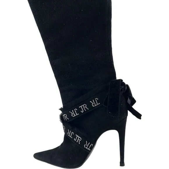 Vintage JOHN RICHMOND Women Boots US 9 EU 39 Zip-Up Suede Leather High Heels