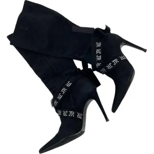 Vintage JOHN RICHMOND Women Boots US 9 EU 39 Zip-Up Suede Leather High Heels