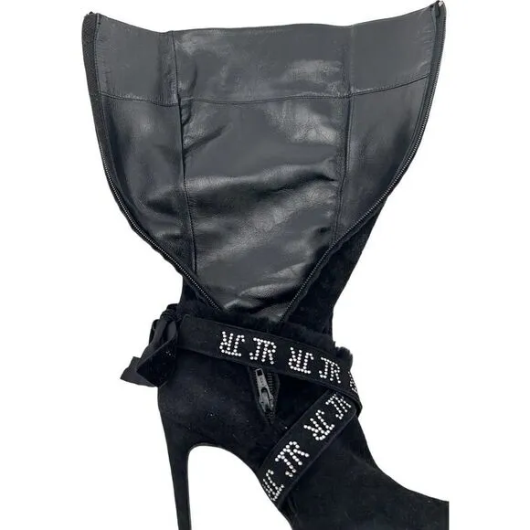 Vintage JOHN RICHMOND Women Boots US 9 EU 39 Zip-Up Suede Leather High Heels