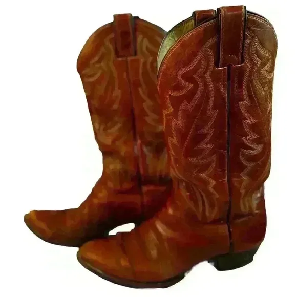 Vintage‎ Justin Style #1967 Western Cowboy Boot Men size 8 Chestnut Leather