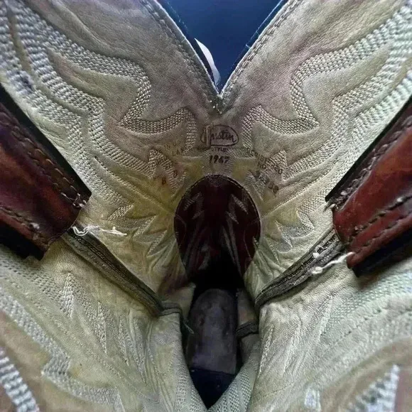 Vintage‎ Justin Style #1967 Western Cowboy Boot Men size 8 Chestnut Leather