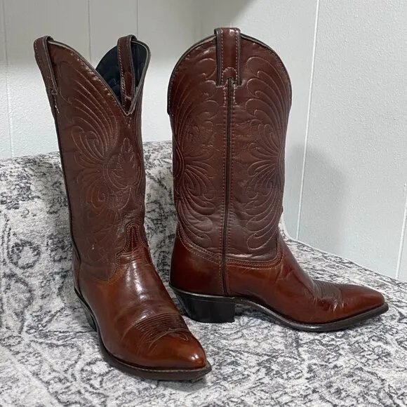 Vintage Laredo Cognac Brown Cowboy Boots, Women Size 5.5