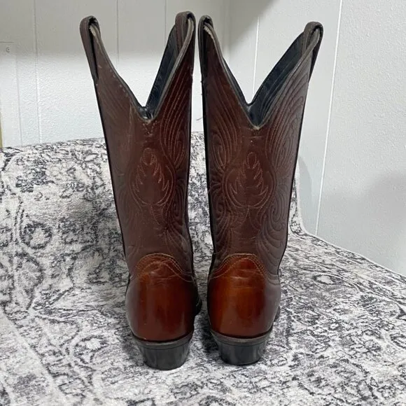 Vintage Laredo Cognac Brown Cowboy Boots, Women Size 5.5
