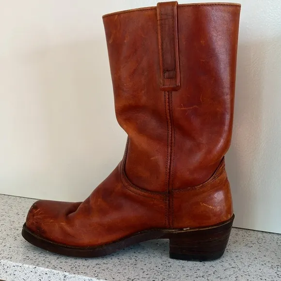 Vintage Leather Moto Western Boots