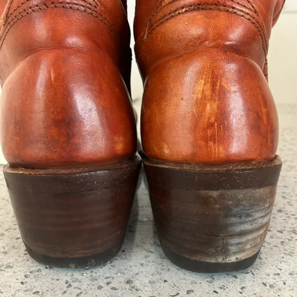 Vintage Leather Moto Western Boots