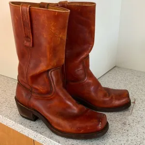 Vintage Leather Moto Western Boots