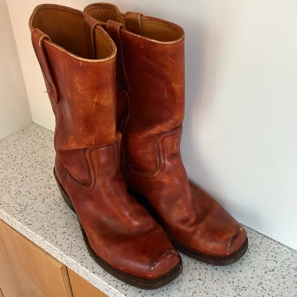 Vintage Leather Moto Western Boots