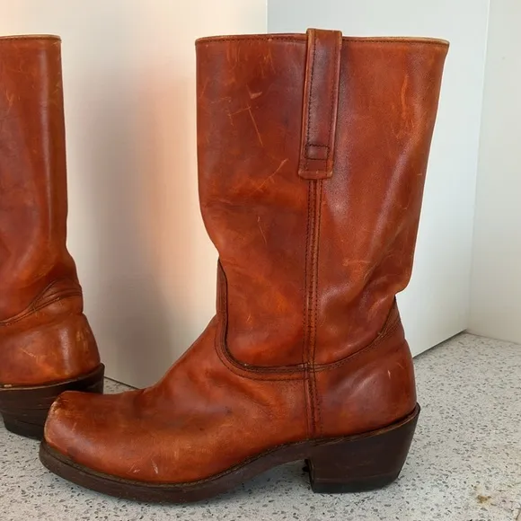 Vintage Leather Moto Western Boots