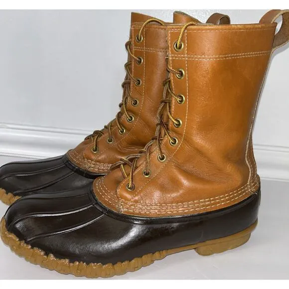 Vintage LL Bean Maine Hunting Duck Boots USA Mens 9 Calf Length Rubber Leather