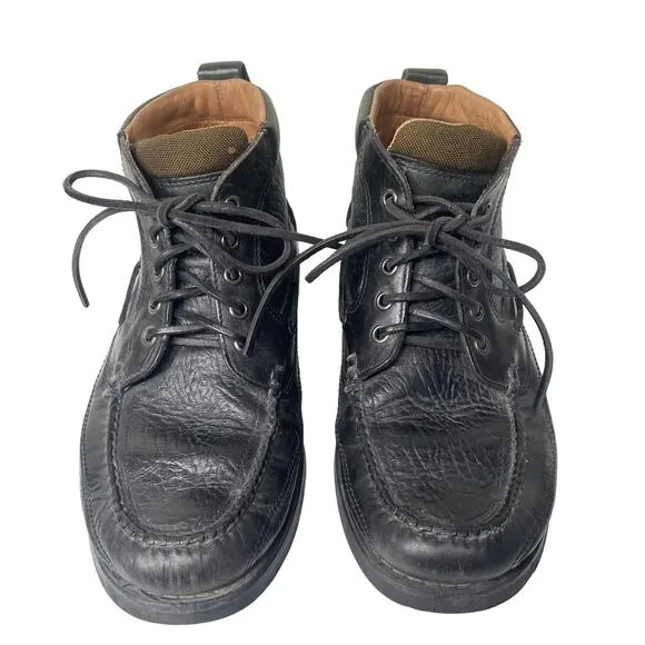 Vintage L.L. Bean Mens Black Leather Lace Up Chukka Boots El Salvador Heritage 9
