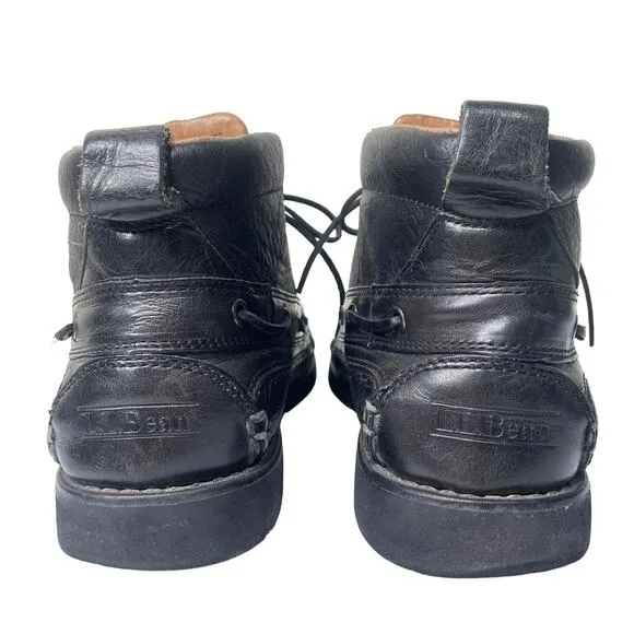 Vintage L.L. Bean Mens Black Leather Lace Up Chukka Boots El Salvador Heritage 9