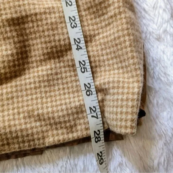 Vintage LL Bean Wool Camel Hair Hounds Tooth Wrap Tan Skirt 20