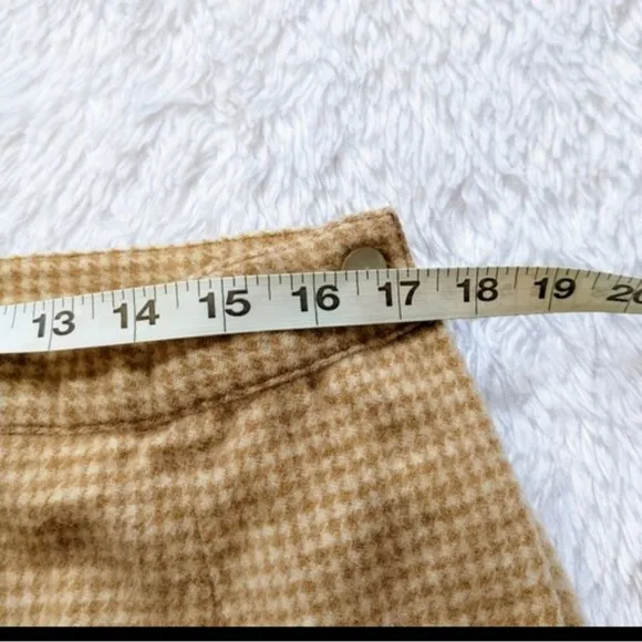 Vintage LL Bean Wool Camel Hair Hounds Tooth Wrap Tan Skirt 20