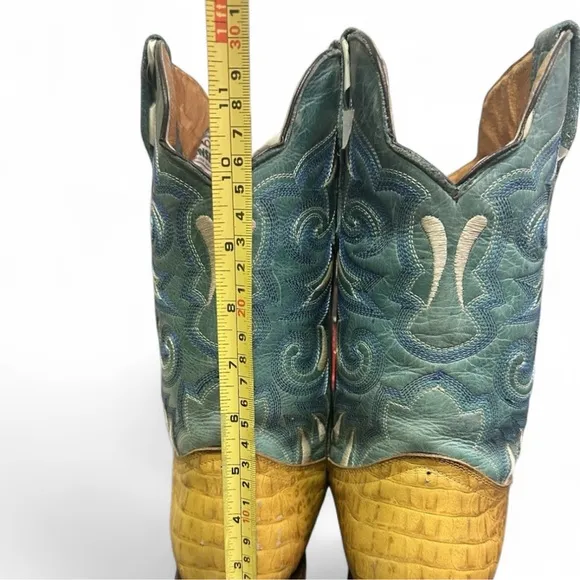 Vintage Los Tres Vaqueros Men Rodeo Boots Crocodile Size 27.5 Mex 8.5