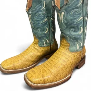 Vintage Los Tres Vaqueros Men Rodeo Boots Crocodile Size 27.5 Mex 8.5