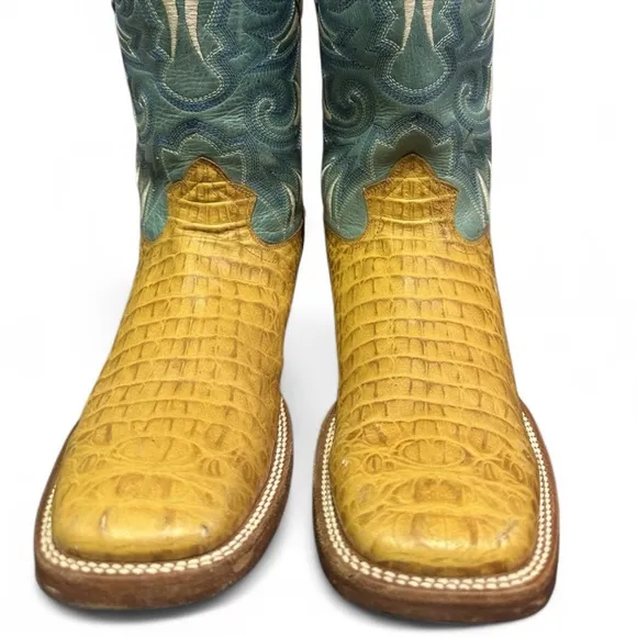 Vintage Los Tres Vaqueros Men Rodeo Boots Crocodile Size 27.5 Mex 8.5