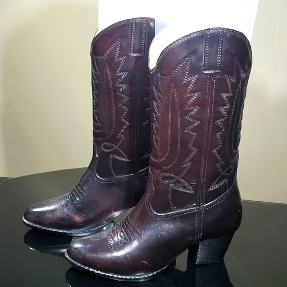 Vintage Maroon Boots Molded Construction Winter Lined Inside Made In USA Size 7