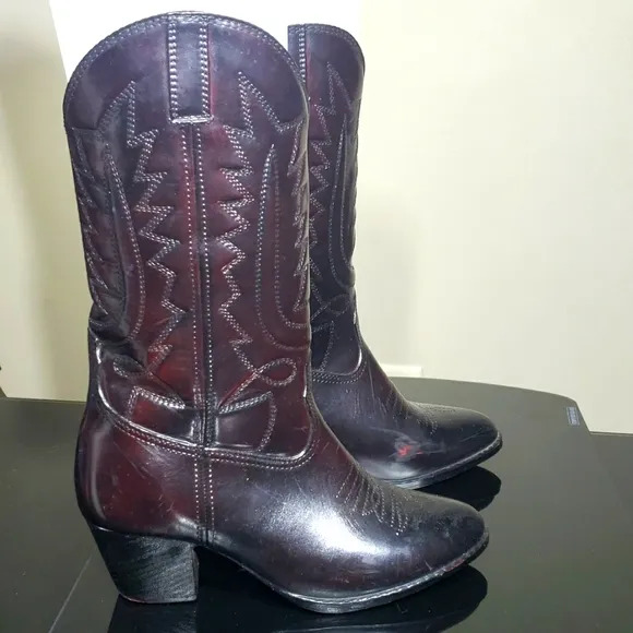 Vintage Maroon Boots Molded Construction Winter Lined Inside Made In USA Size 7