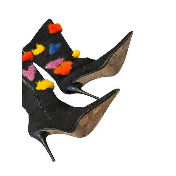 Vintage Mayis made in Italy 38.5 Fur Detail Heeled Boots