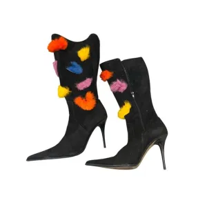 Vintage Mayis made in Italy 38.5 Fur Detail Heeled Boots