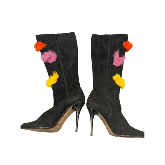 Vintage Mayis made in Italy 38.5 Fur Detail Heeled Boots