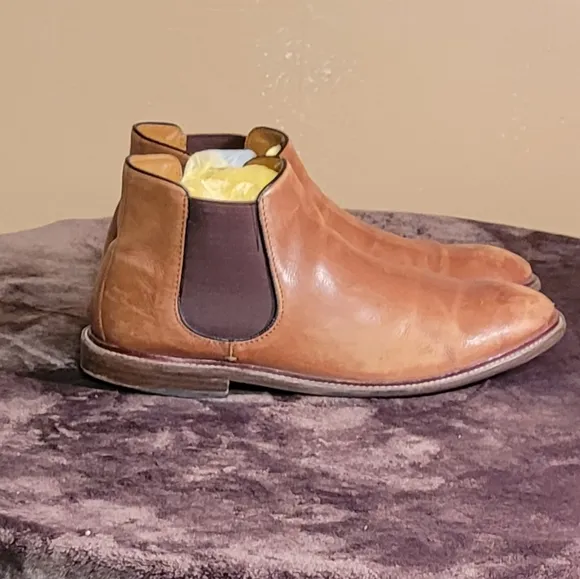 Vintage Men Brown Leather Chelsea Boots By Public Opinion Size 10M/ Men Designer