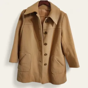 Vintage Montgomery Ward Tan Overcoat - Size 14