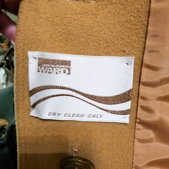 Vintage Montgomery Ward Tan Overcoat - Size 14