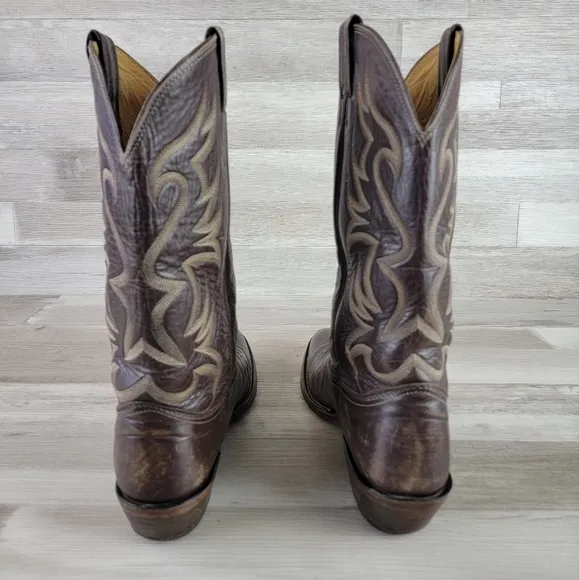 Vintage Nacona Western 12&quot; Dark Brown Leather Cowboy Boots Mens 10 USA Made