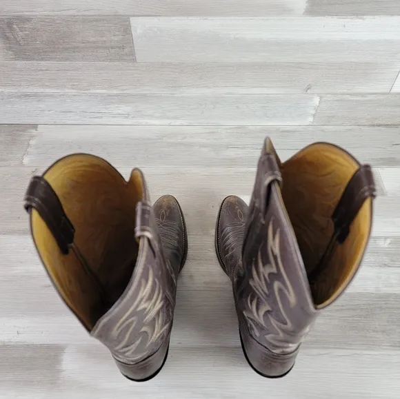 Vintage Nacona Western 12&quot; Dark Brown Leather Cowboy Boots Mens 10 USA Made